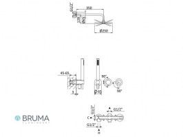 MEDIDAS SISTEMA DE DUCHA EMPOTRADO X-ALPHA BRUMA